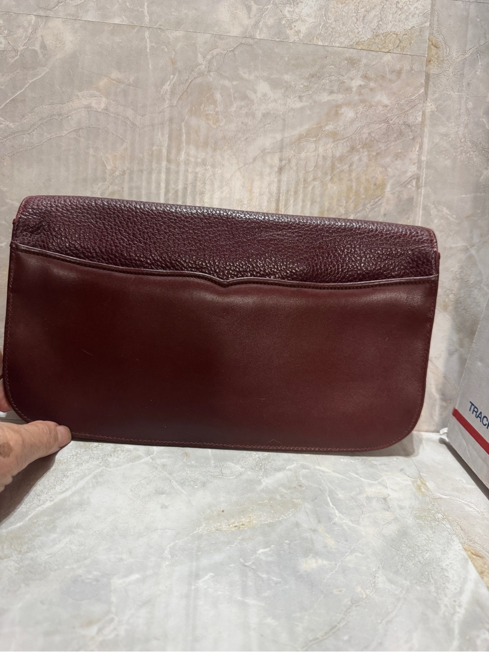 Cartier Men's Wine Burgundy Leather Clutch with Gold Accent - Picture 2 of 6
